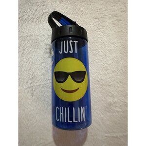 Cool Gear Sippy Water Bottle Straw Blue Just Chillin Smile Face BPA Free 16 oz